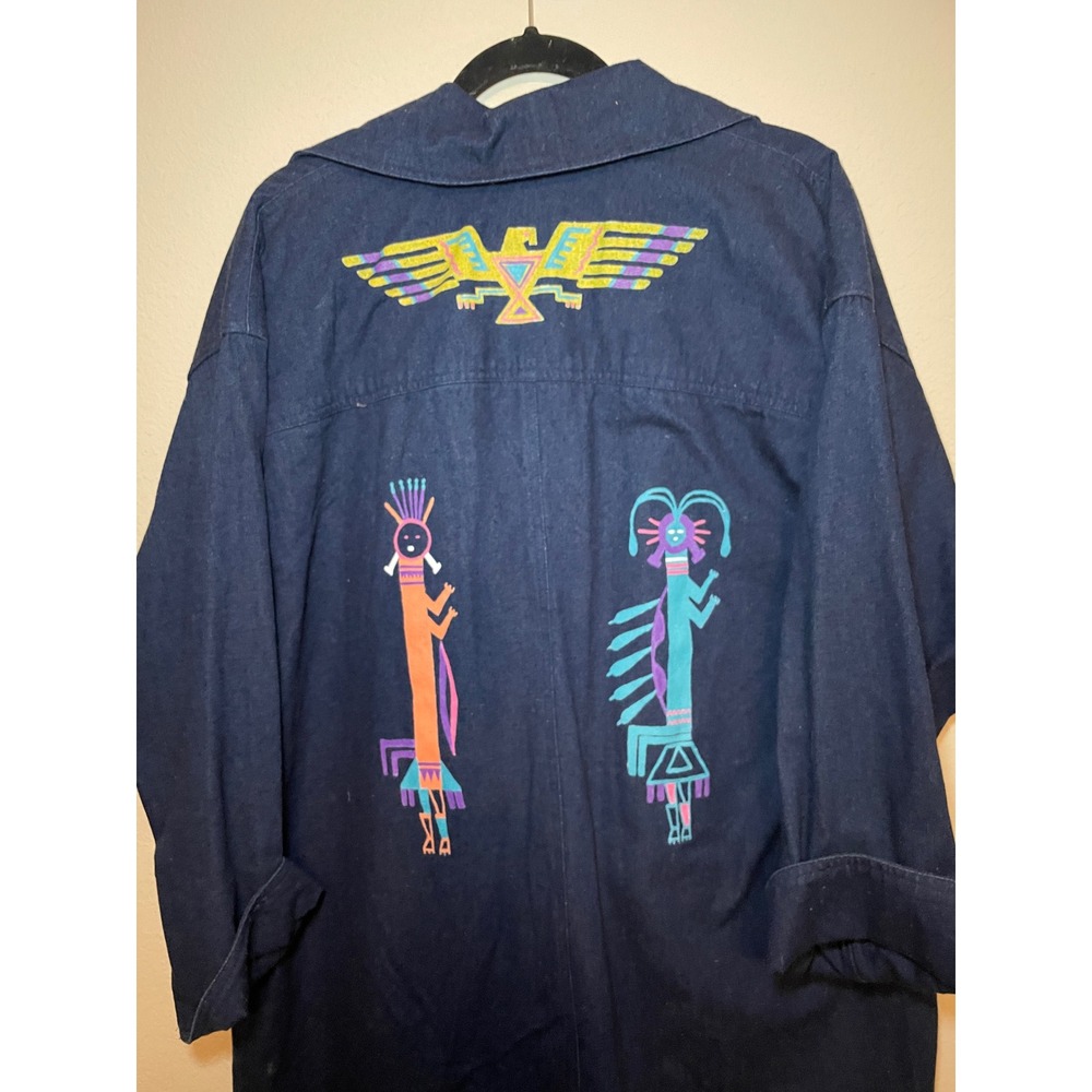 Vintage Art to Wear Kokopelli Native Inspired Eclectic Overshirt Statement Piece - Picture 2 of 14